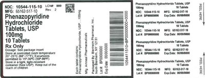 Label (Label Phenazopyridine HCl Tabs 100mg Bpi(10544 115 10) Amneal(65162 517 10) Rev2)